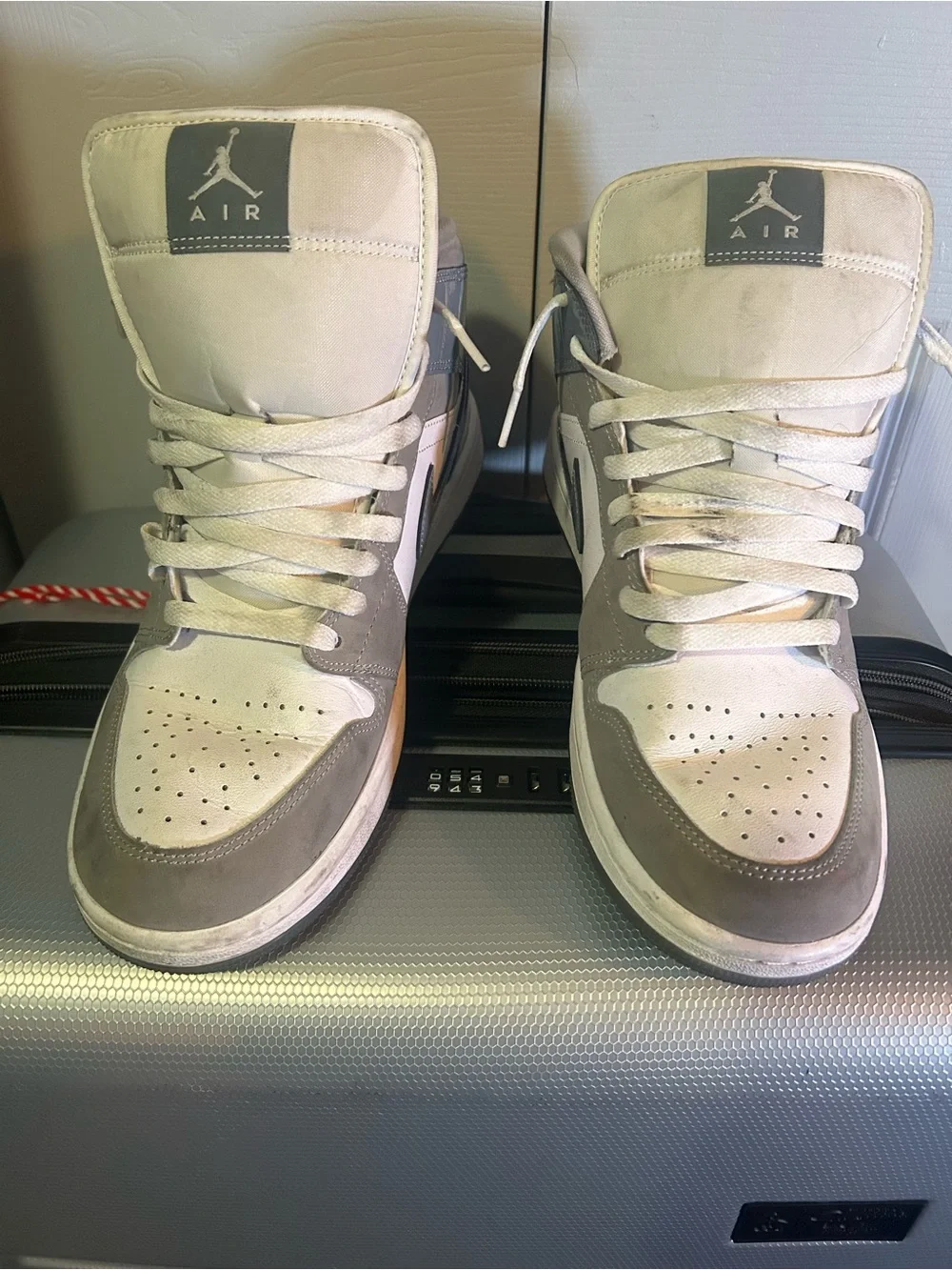 Jordan High-Top Sneakers in White and Gray